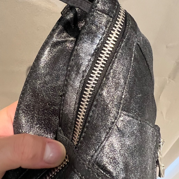 BALMAIN - FR38/6 Skinny Zip Moto Biker Pants in Glitter/Silver Lambskin Leather - Picture 15 of 15